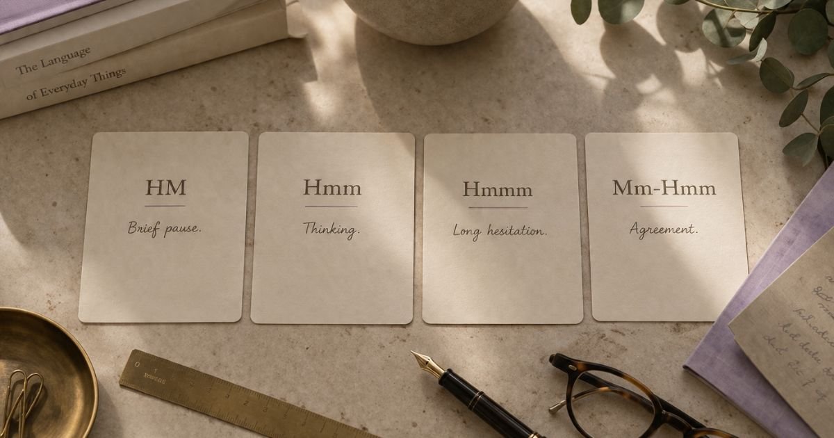 Comparison of HM, Hmm, Hmmm and Mm-Hmm