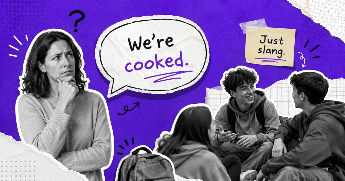 Parent and teens discussing cooked slang